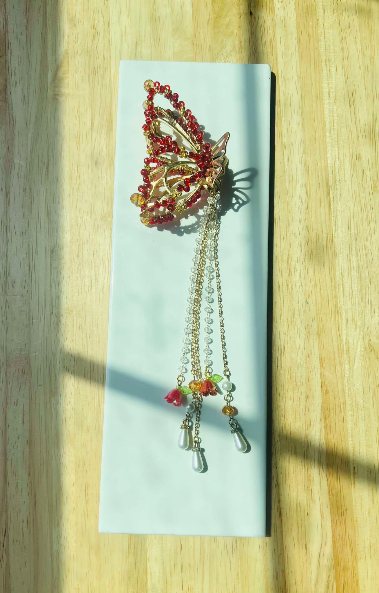Beaded Wire Wrapped Butterfly Claw Clips