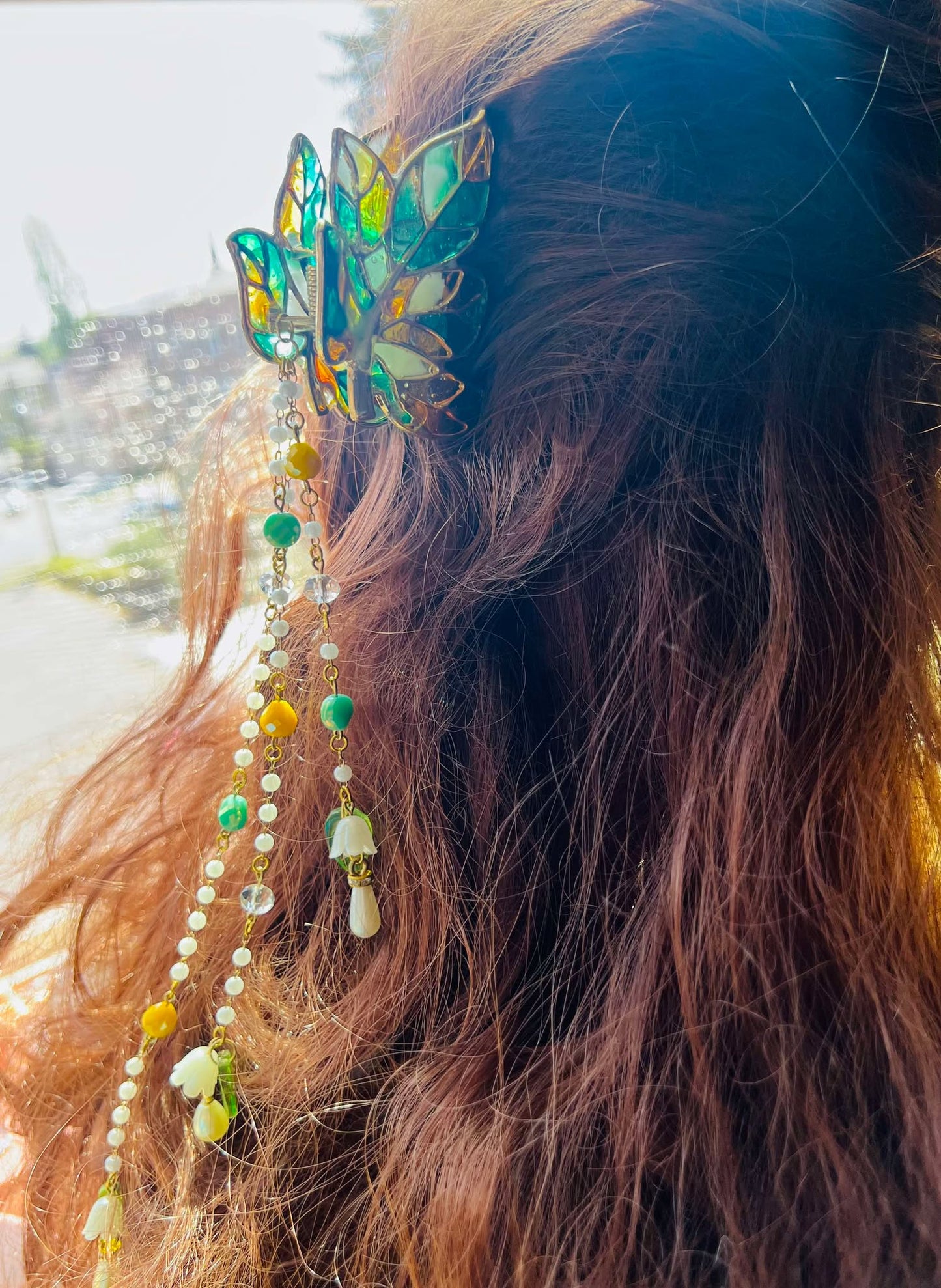Green Leaf Claw Clip