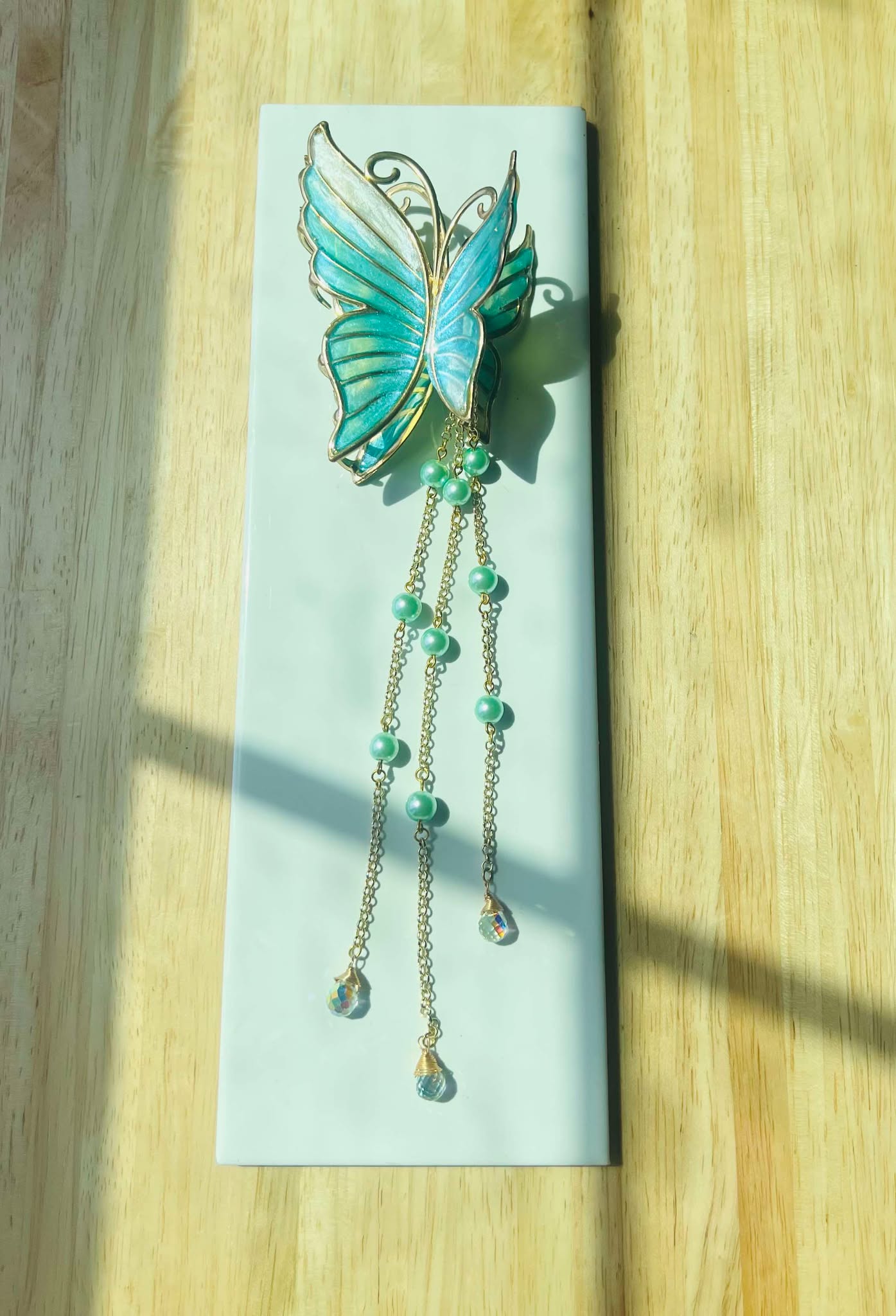 Aqua Butterfly Claw Clip