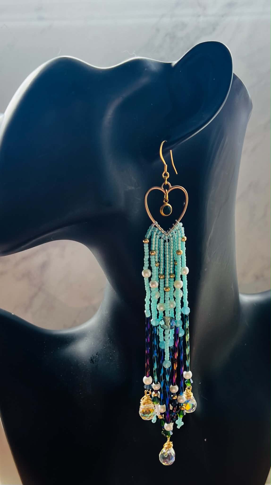 Shoulder Sweeper Beaded Hearts