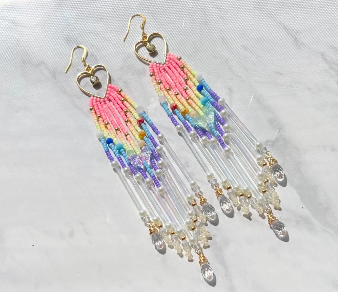 Shoulder Sweeper Beaded Hearts