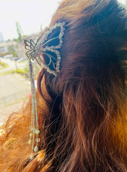 Beaded Wire Wrapped Butterfly Claw Clips