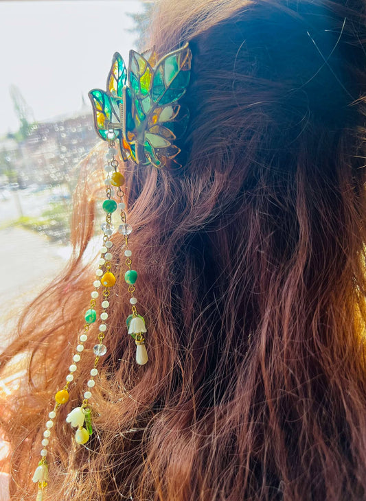 Green Leaf Claw Clip