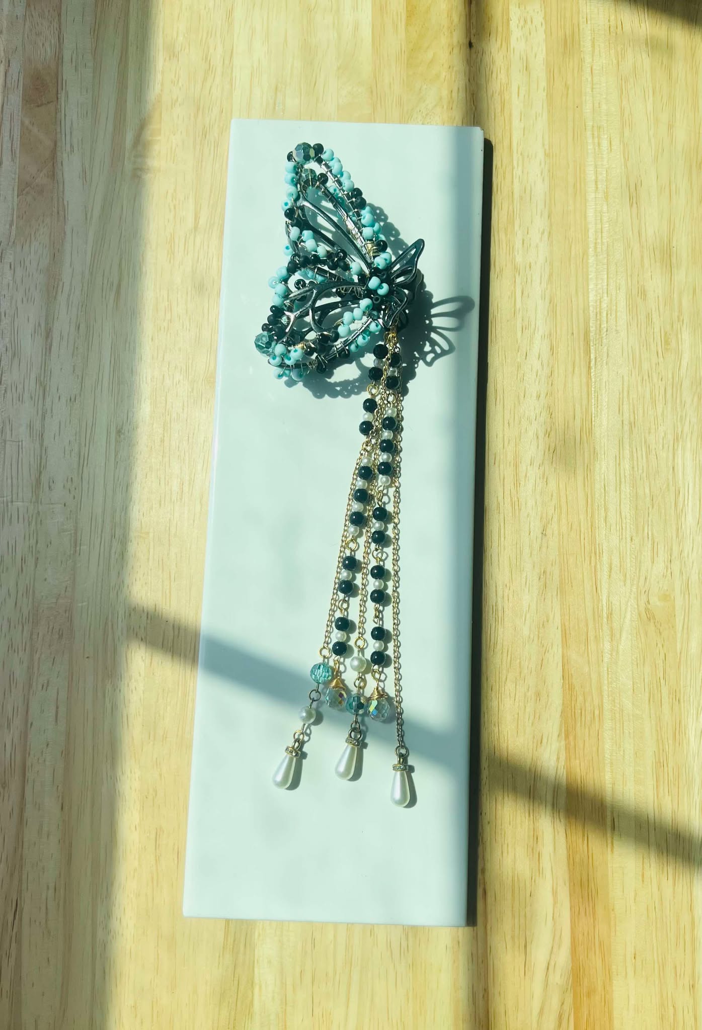 Beaded Wire Wrapped Butterfly Claw Clips