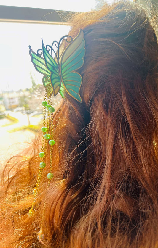 Aqua Butterfly Claw Clip