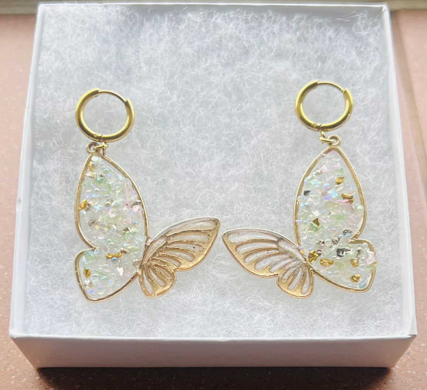 Gold Drop Butterfly Earrings