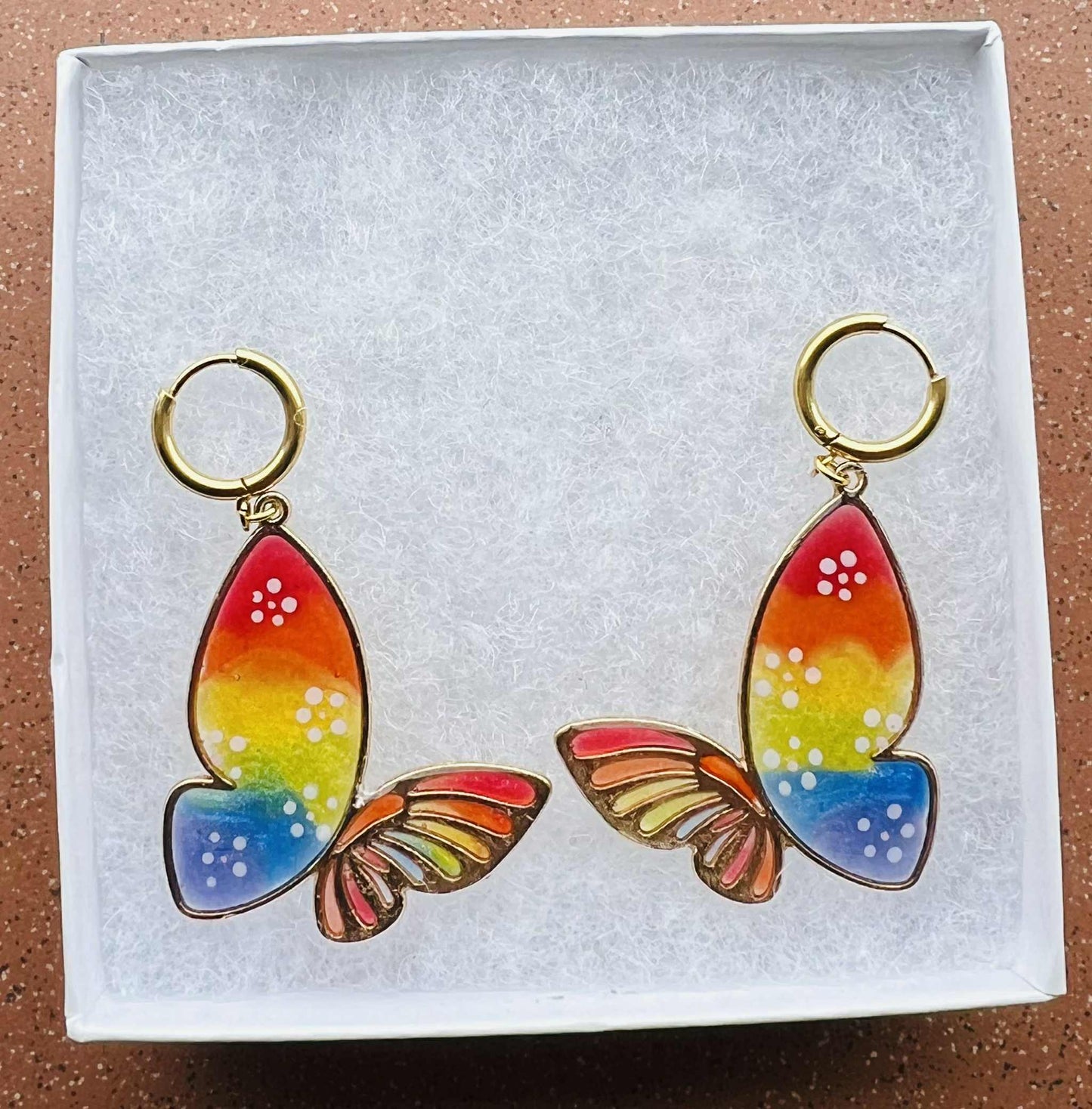 Gold Drop Butterfly Earrings