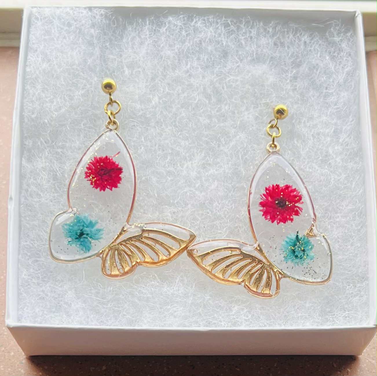Gold Drop Butterfly Earrings