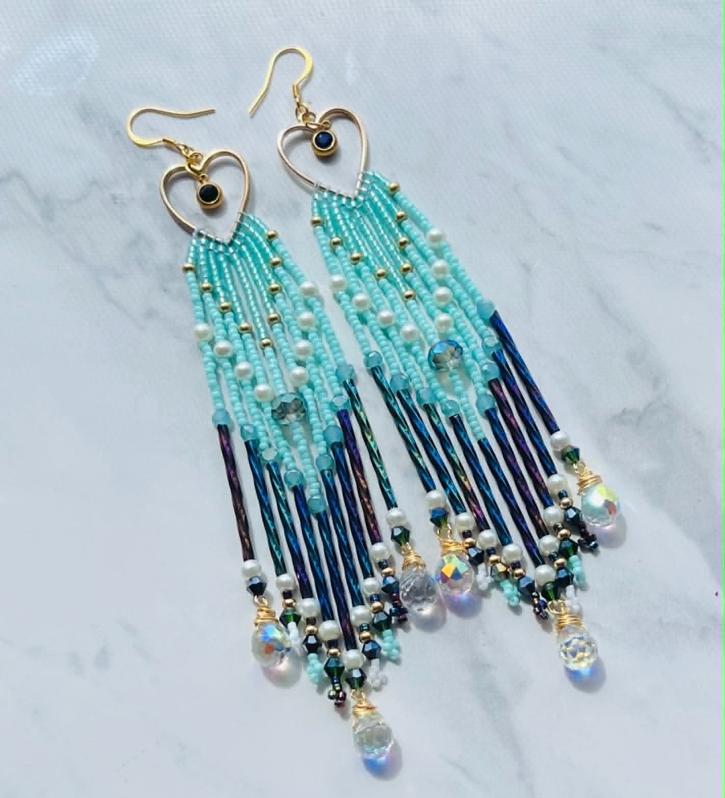 Shoulder Sweeper Beaded Hearts